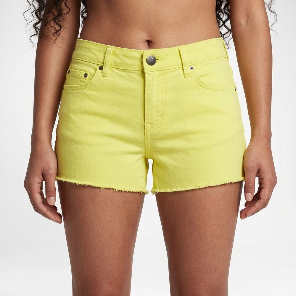 Hurley Cotton Blend Yellow Stretch Shorts Women Size 29